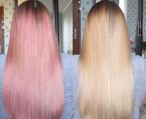 смывка розового цвета с волос