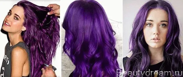 Фиолетовая краска для волос на темные волосы 2019 год. Фиолетовая краска для волос. 5