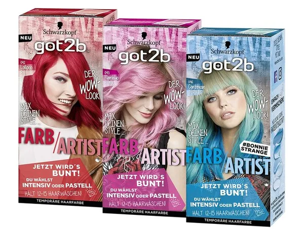 Временная краска для волос, смываемая водой GOT2B farb artist, Schwarzkopf, 315 руб.