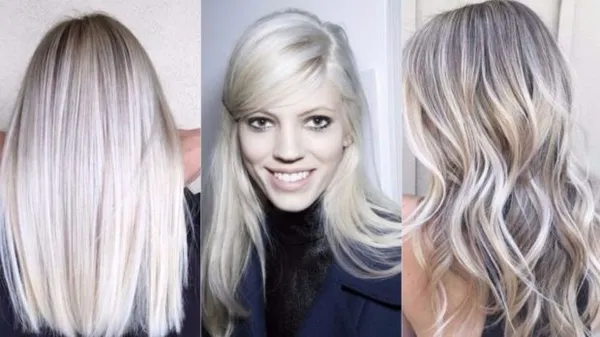 модный цвет волос: платиновый блонд с мягкими переходами в серый 