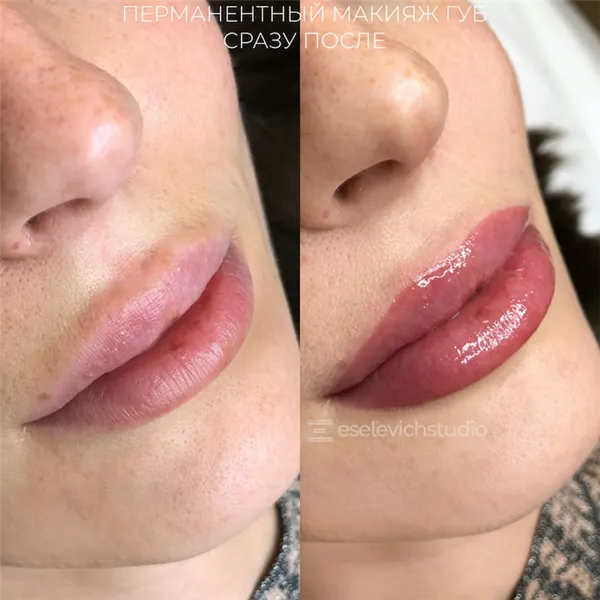 Перманентный макияж губ (сразу/после)