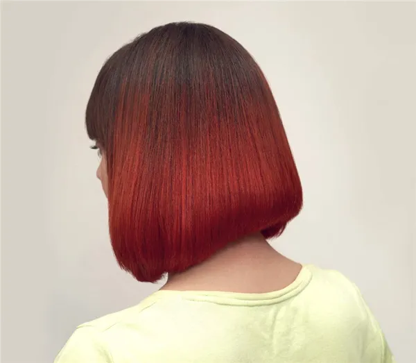 темно-красный цвет волос каре омбре
